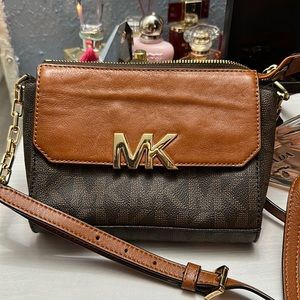 Authentic Brown and tan Michael Kors small cross body